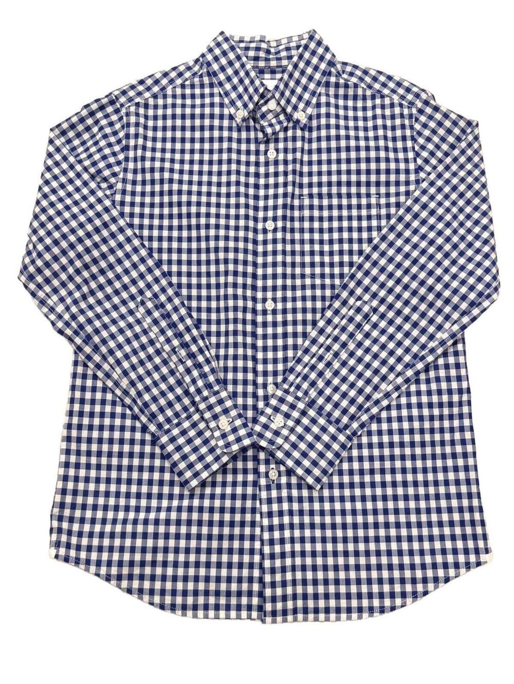 J.Crew Crewcuts Gingham Button Down Shirt Navy White Cotton Boys Size‎ 10